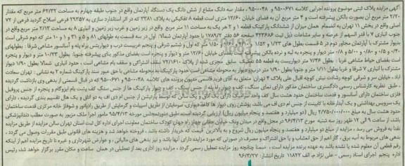 مزایده,مزایده سه دانگ مشاع از آپارتمان طبقه چهارم 62.32متر