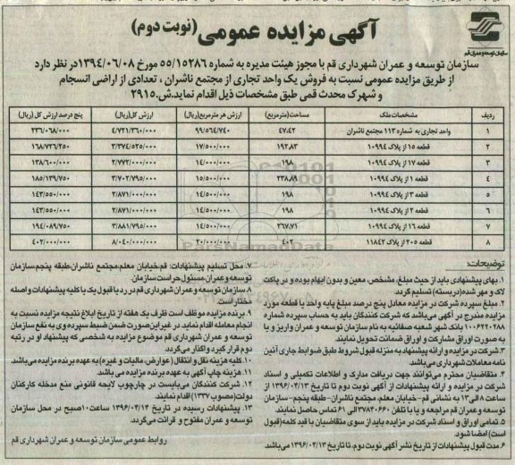 مزایده,مزایده فروش یک واحد تجاری از مجتمع ناشران نوبت دوم 