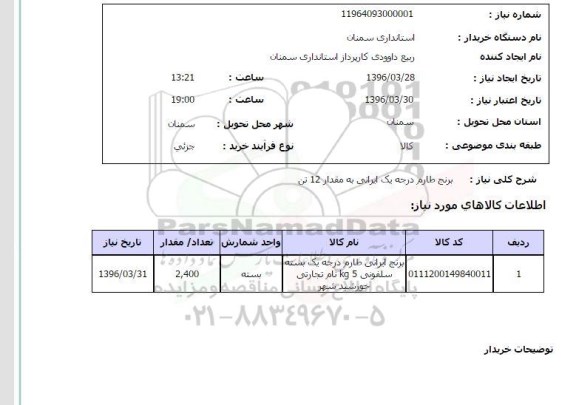 استعلام برنج ایرانی طارم