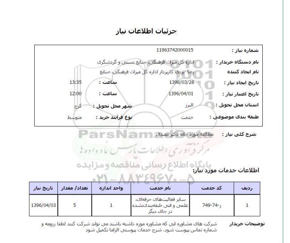 استعلام, استعلام مطالعه موزه خانه دکتر مصدق 