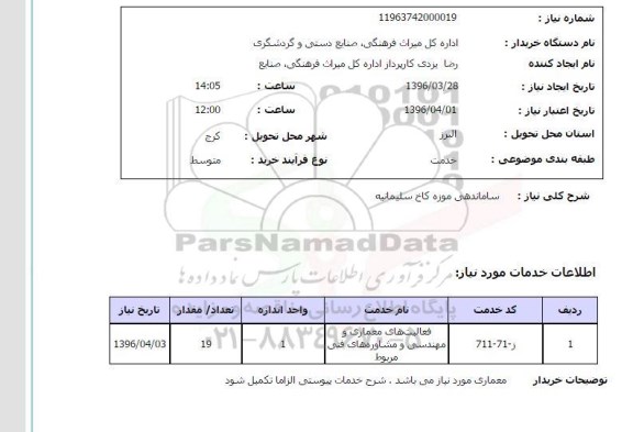 استعلام  ساماندهی موزه کاخ سلیمانیه 