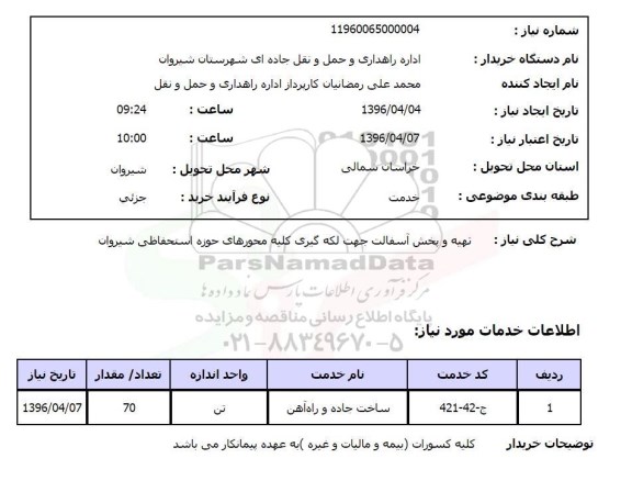 استعلام ,استعلام تهیه و پخش اسفالت جهت لکه گیری کلیه محورهای حوزه