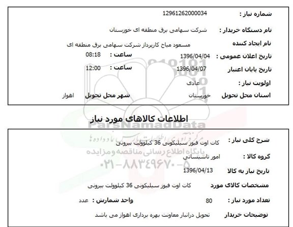 استعلام کات اوت فیوز سیلیکونی