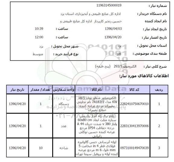 استعلام الکتروموتور293/5(پنج طبقه)