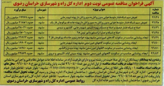 آگهی فراخوان مناقصه عمومی , فراخوان مناقصه تعویض سیم شبکه فشار متوسط هوایی بدون روکش.... نوبت دوم