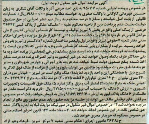 مزایده,مزایده ملک مساحت عرصه 4269.32متر نوبت اول