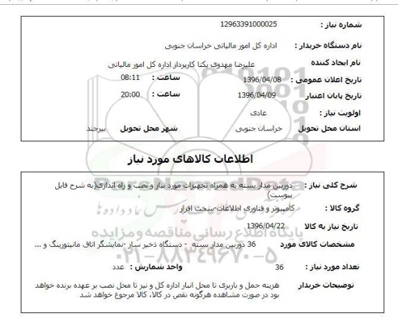 استعلام، استعلام دوربین مداربسته به همراه تجهیزات