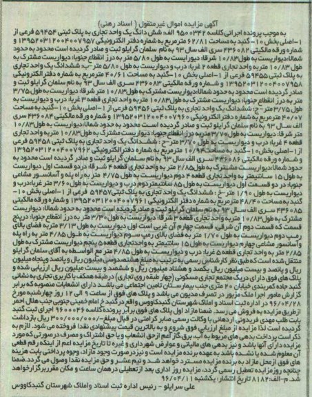 مزایده,مزایده املاک شامل واحد تجاری
