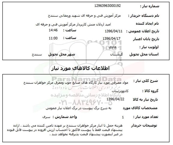 استعلام,استعلام مواد مصرفی مورد نیاز کارگاه های صنایع چوب 