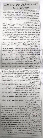 مزایده , مزایده فروش اموال شرکت تعاونی