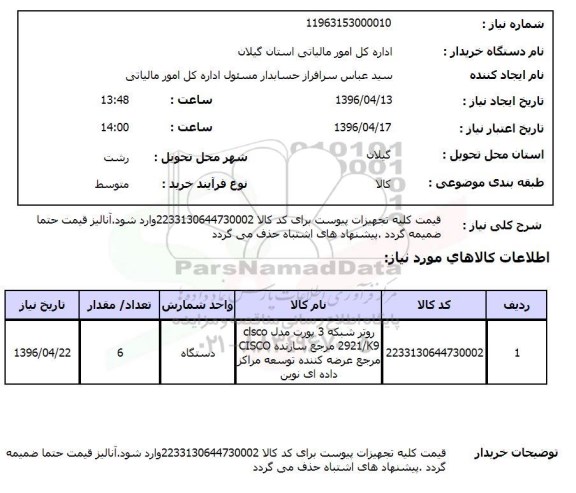 استعلام، استعلام روتر شبکه 3 پورت