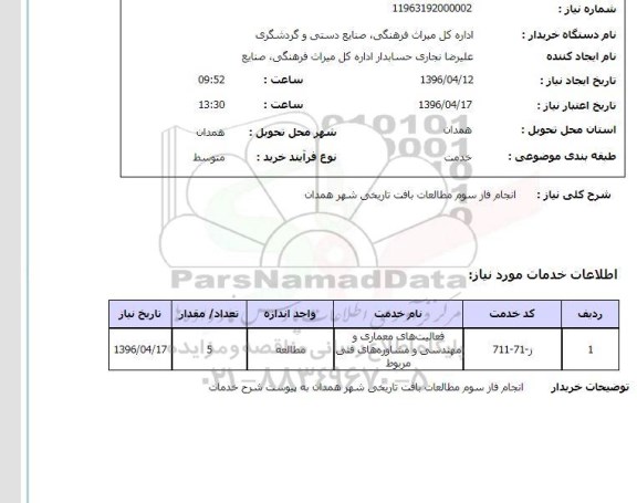 استعلام, استعلام انجام فاز سوم مطالعات بافت تاریخی