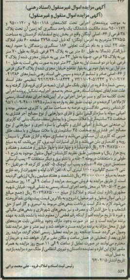 مزایده,مزایده سند مالکیت ششدانگ یک واحد سنگبری