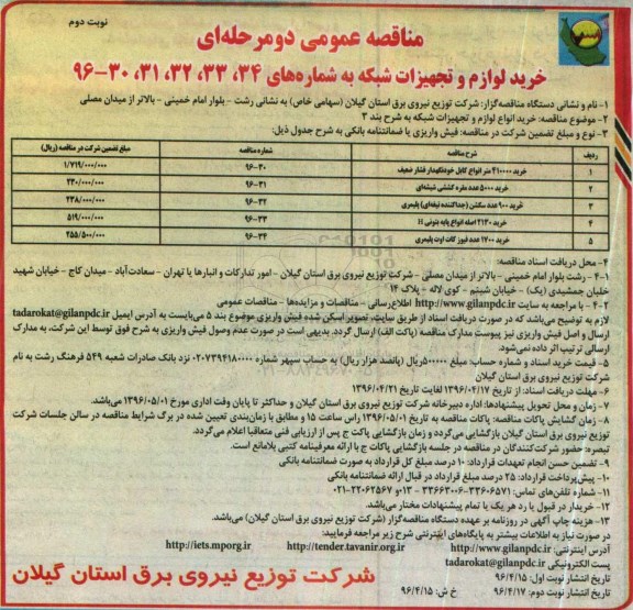 آگهی مناقصه عمومی،مناقصه خرید لوازم و تجهیزات شبکه - نوبت دوم