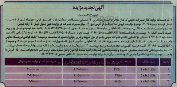 مزایده,مزایده فروش املاک 29.50 و 27.50 و 17.50متر