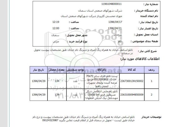 استعلام , استعلام تابلو اسامی خیابان به همراه رنگ امیزی و شبرنگ 