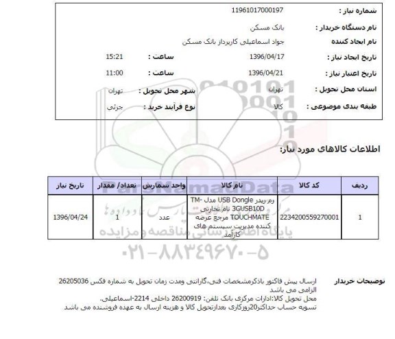 استعلام  رم ریدر USB Dongle 