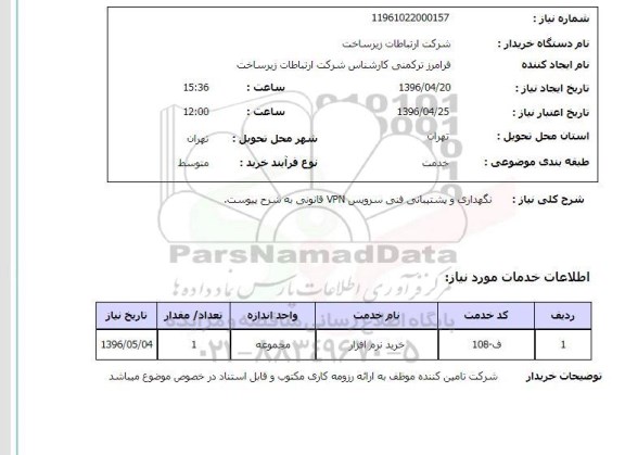 استعلام ,استعلام نگهداری و پشتیبانی فنی سرویس