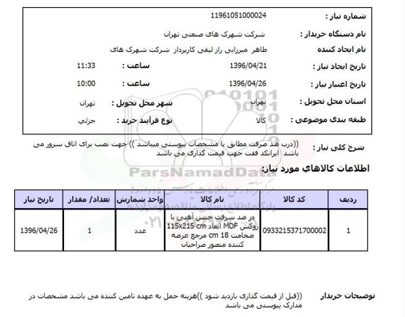 استعلام, استعلام در ضد سرقت جنس آهنی با روکش mdf ....