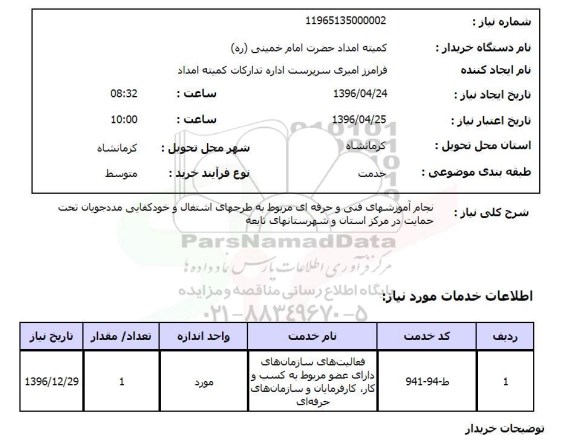 استعلام، استعلام انجام آموزش های فنی و حرفه ای مربوط به طرح های اشتغال و خودکفایی 