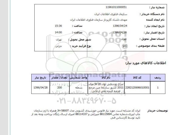 استعلام ,استعلام چراغ روشنایی