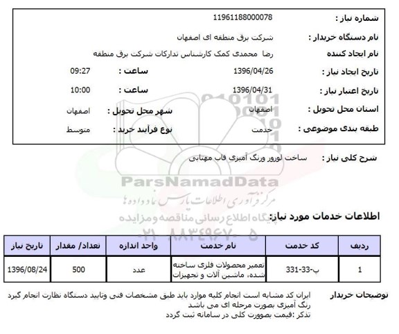 استعلام ساخت لورور و رنگ آمیزی قاب مهتابی