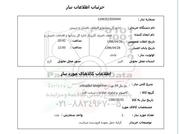 استعلام، استعلام پچ پنل 24 پورت Unloaded telegarner
