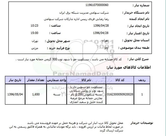 استعلام بیسکویت جو سبوس دار