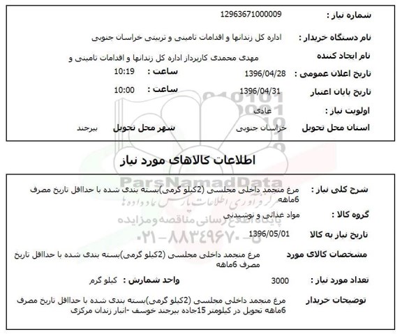 استعلام, اداره کل زندانها و اقدامات تامینی و تربیتی خراسان جنوبی 