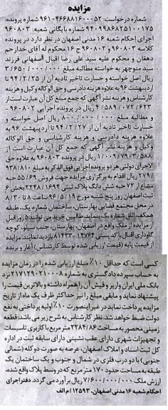 مزایده,مزایده 55.69 حبه مشاع از 72 حبه ششدانگ پلاک ثبتی