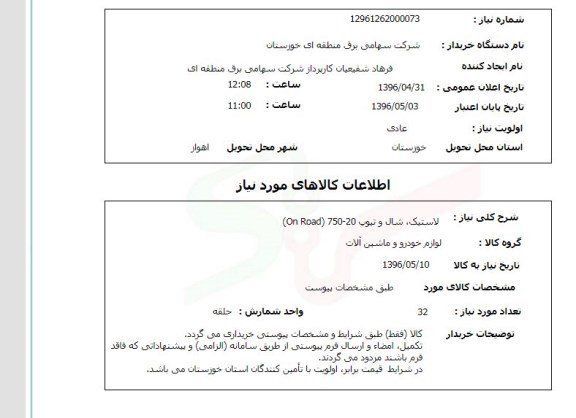 استعلام لاستیک، شال و تیوب (on road) 750-20