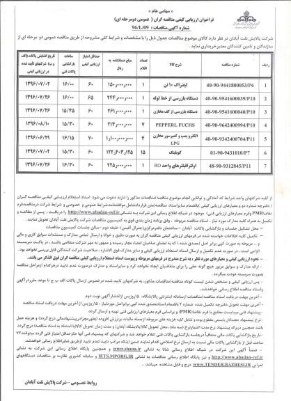 فراخوان ارزیابی کیفی مناقصه گران, فراخوان ارزیابی کیفی مناقصه گران خرید کالاهای لیفتراک 10 تن و ... 