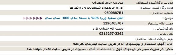 استعلام الكل سفید و زرد