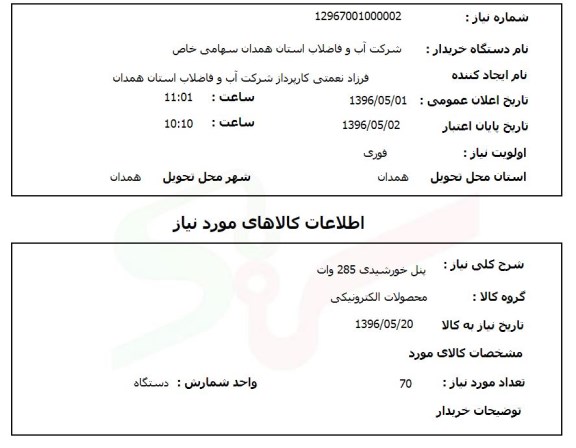 استعلام , استعلام پنل خورشیدی 285 وات