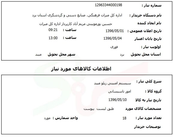 استعلام ,استعلام سیستم امنیتی زیلو میبد