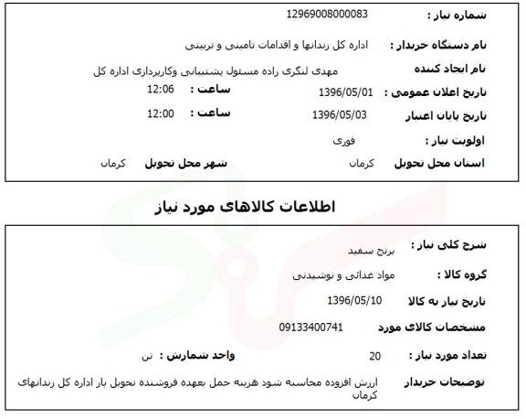 استعلام برنج سفید