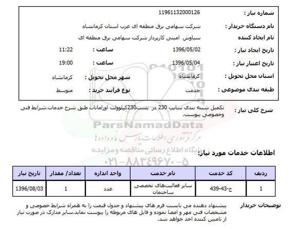 استعلام, استعلام تکمیل شینه بندی سایت 230