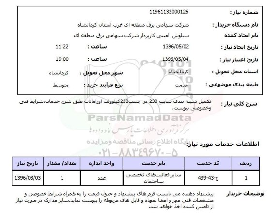 استعلام, استعلام تکمیل شینه بندی سایت 230 