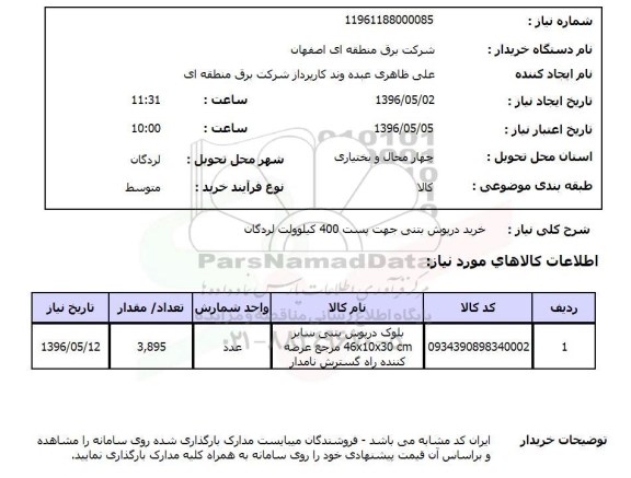 استعلام ,استعلام خرید درپوش بتنی پیش ساخته کانال کابل