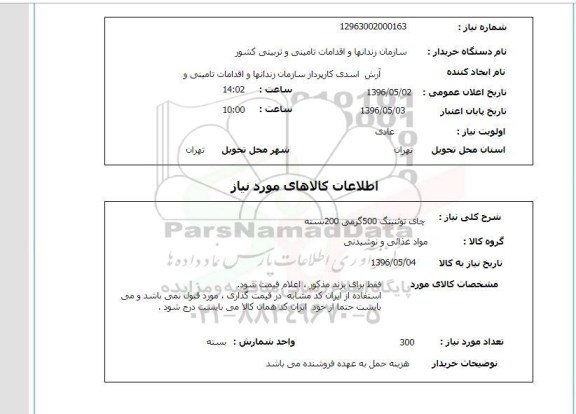 استعلام چای توتنینگ 500 گرمی 200 بسته
