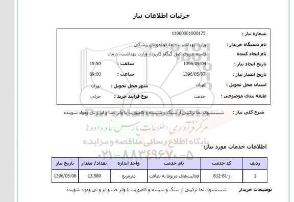 استعلام , استعلام شستشوی نما ترکیبی از سنگ و شیشه و کامپیوزیت