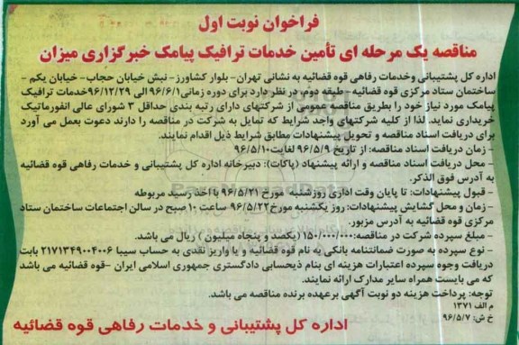 فراخوا نتامین خدمات ترافیک پیامک خبرگزاری میزان