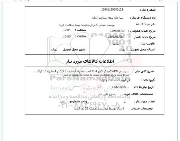 استعلام ,استعلام سیستم CWDM دو کر اکتیو 4 کاناله