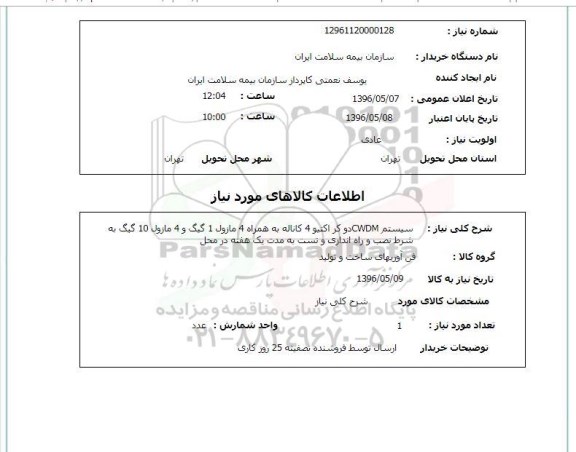 استعلام ,استعلام سیستم CWDM دو کر اکتیو  4 کاناله 