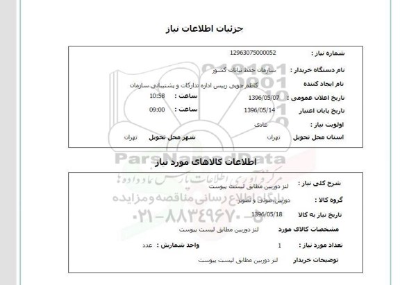 استعلام , استعلام لنز دوربین