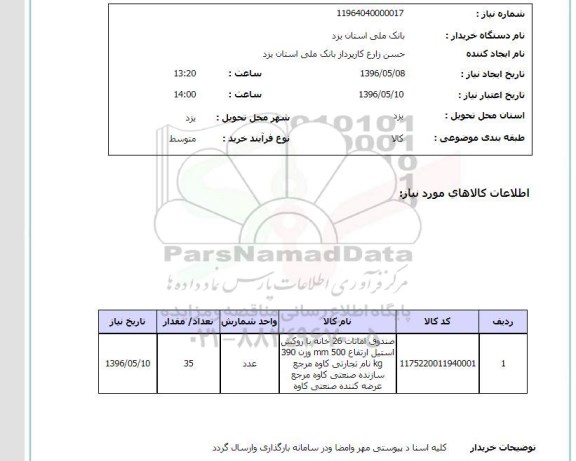 استعلام, استعلام صندوق امانات 26 خانه با روکش استیل ...