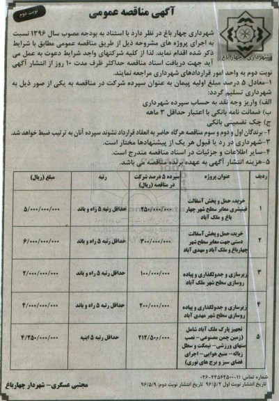 آگهی مناقصه عمومی، مناقصه خرید، حمل و پخش آسفالت فینیشری معابر سطح شهر... - نوبت دوم