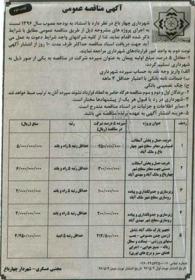 آگهی مناقصه عمومی، مناقصه خرید، حمل و پخش آسفالت فینیشری معابر سطح شهر... - نوبت دوم 