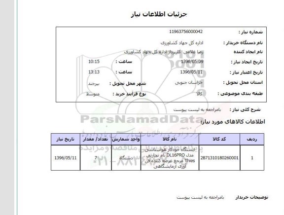 استعلام، استعلام ایستگاه خودکار هواشناسی