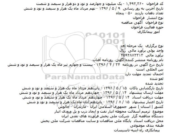 مناقصه ترمیم آسفالت محوطه ...